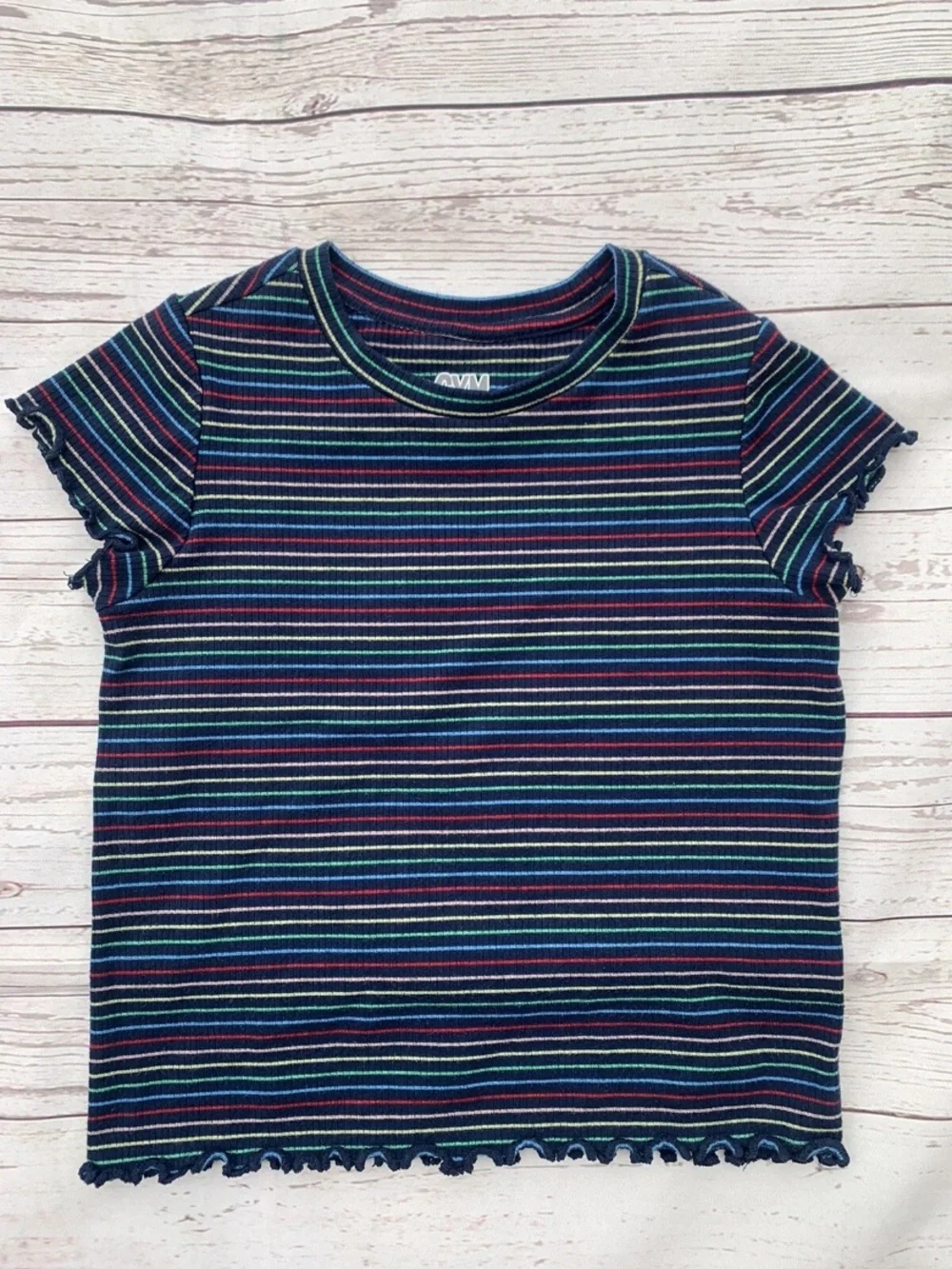 Lot of 2 Girls Gymboree Sz S (5-6) Blue Striped Top and Denim Distressed Skirt